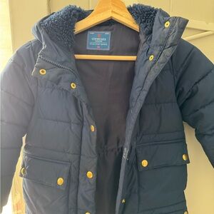Crewcuts Dark Blue Puffer Jacket with Yellow Accents